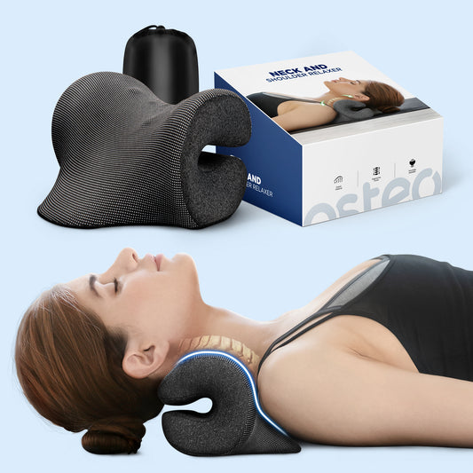 Osteo Neck Stretcher with Magnetic Therapy Cover, 2 Modes[Gentle/Strong] Pain Relief Cervical Traction Device, No Smell Neck and Shoulder Relaxer, Chiropractic Pillow for TMJ Headache Spine Alignment